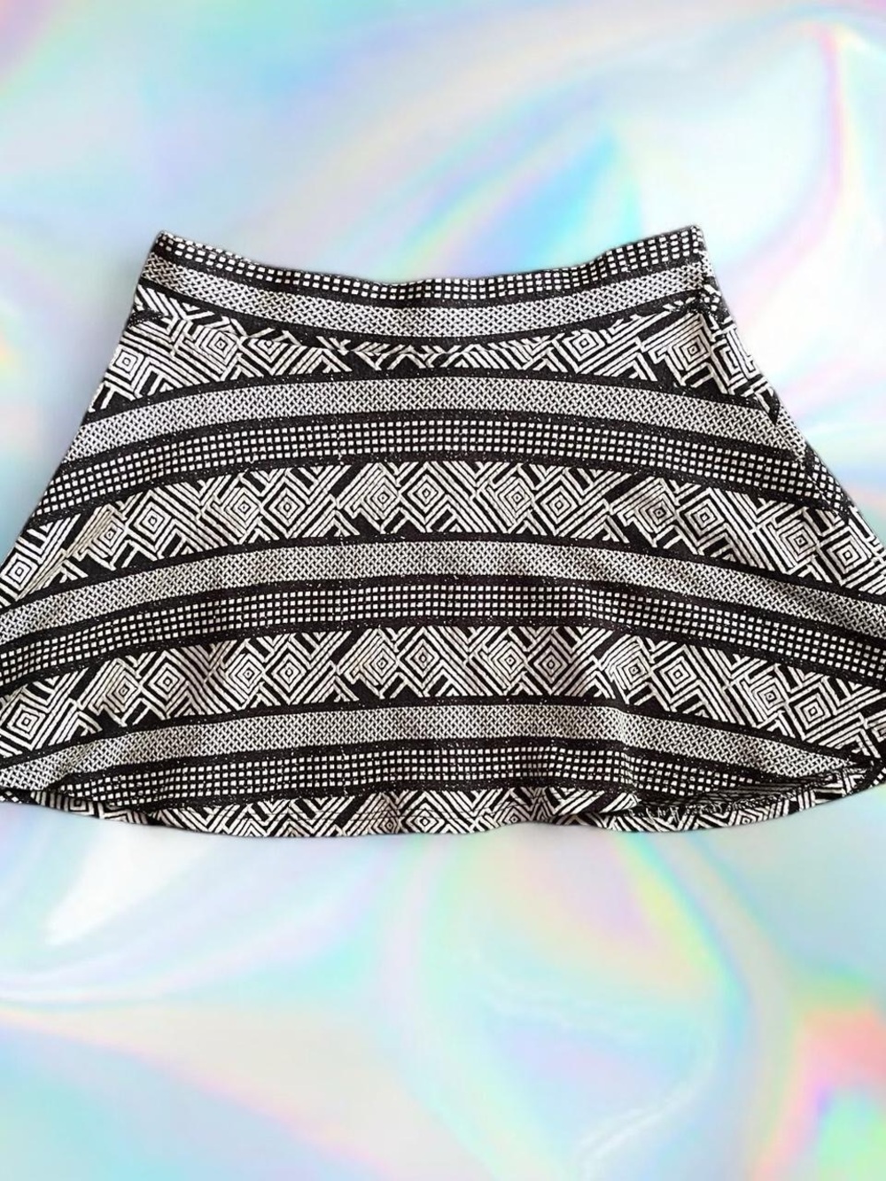Charlotte Russe Black & White Geometric Mini Skirt